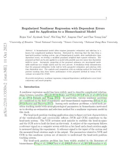Regularized Nonlinear Regression with Dependent Errors and its
  Application to a Biomechanical Model