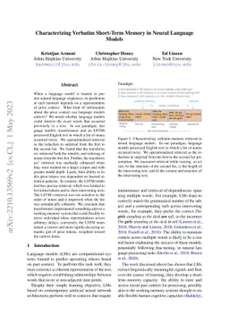 Characterizing Verbatim Short-Term Memory in Neural Language Models