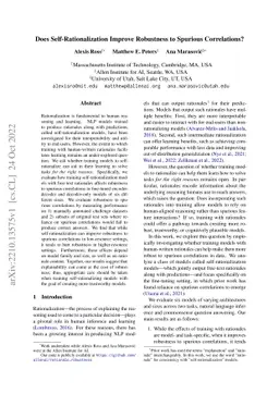 Does Self-Rationalization Improve Robustness to Spurious Correlations?