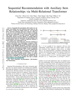 Sequential Recommendation with Auxiliary Item Relationships via
  Multi-Relational Transformer