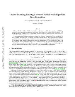 Active Learning for Single Neuron Models with Lipschitz Non-Linearities