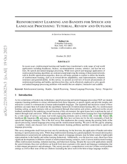 Reinforcement Learning and Bandits for Speech and Language Processing:
  Tutorial, Review and Outlook
