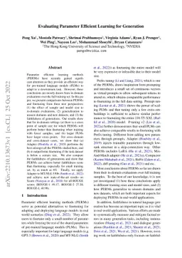 Evaluating Parameter Efficient Learning for Generation