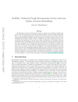 FedGRec: Federated Graph Recommender System with Lazy Update of Latent
  Embeddings