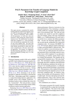 PALT: Parameter-Lite Transfer of Language Models for Knowledge Graph
  Completion