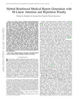 Hybrid Reinforced Medical Report Generation with M-Linear Attention and
  Repetition Penalty