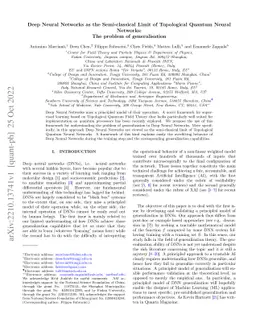 Deep Neural Networks as the Semi-classical Limit of Topological Quantum
  Neural Networks: The problem of generalisation