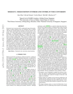 Mixed-EVC: Mixed Emotion Synthesis and Control in Voice Conversion