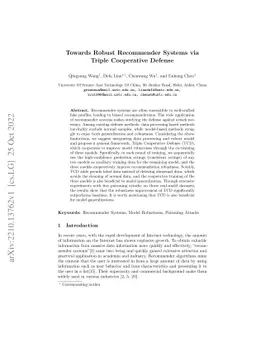 Towards Robust Recommender Systems via Triple Cooperative Defense