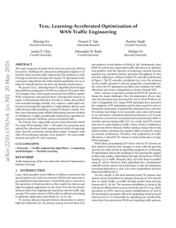 Teal: Learning-Accelerated Optimization of WAN Traffic Engineering