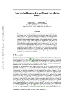 Does Medical Imaging learn different Convolution Filters?