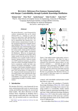 Referee: Reference-Free Sentence Summarization with Sharper
  Controllability through Symbolic Knowledge Distillation