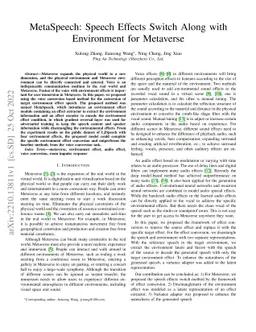 MetaSpeech: Speech Effects Switch Along with Environment for Metaverse