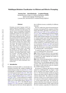 Multilingual Relation Classification via Efficient and Effective
  Prompting