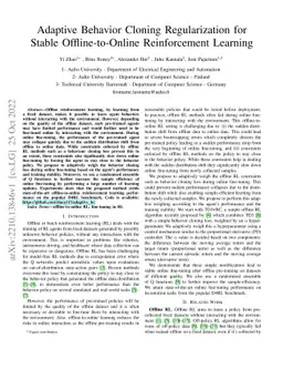 Adaptive Behavior Cloning Regularization for Stable Offline-to-Online
  Reinforcement Learning