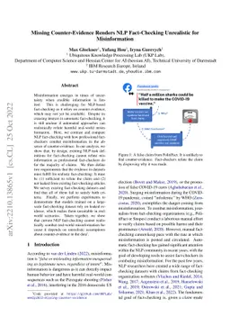 Missing Counter-Evidence Renders NLP Fact-Checking Unrealistic for
  Misinformation