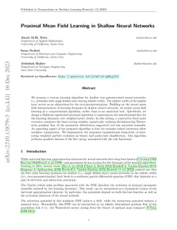 Proximal Mean Field Learning in Shallow Neural Networks