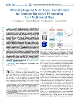 Clinically-Inspired Multi-Agent Transformers for Disease Trajectory
  Forecasting from Multimodal Data