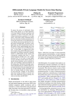 Differentially Private Language Models for Secure Data Sharing