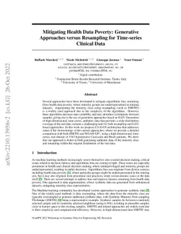 Mitigating Health Data Poverty: Generative Approaches versus Resampling
  for Time-series Clinical Data