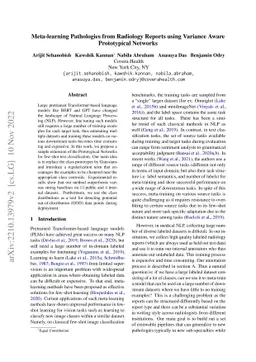 Meta-learning Pathologies from Radiology Reports using Variance Aware
  Prototypical Networks