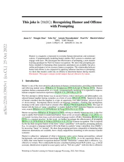 This joke is [MASK]: Recognizing Humor and Offense with Prompting