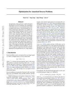 Optimization for Amortized Inverse Problems