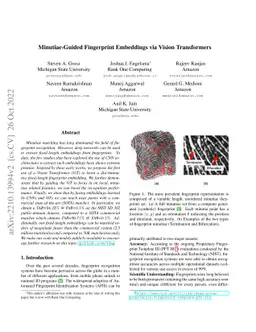 Minutiae-Guided Fingerprint Embeddings via Vision Transformers
