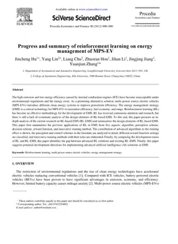 Progress and summary of reinforcement learning on energy management of
  MPS-EV