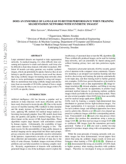 Does an ensemble of GANs lead to better performance when training
  segmentation networks with synthetic images?