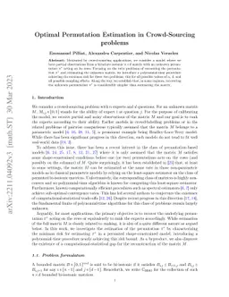 Optimal Permutation Estimation in Crowd-Sourcing problems