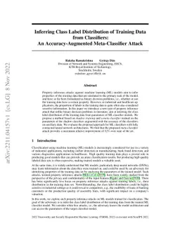 Inferring Class Label Distribution of Training Data from Classifiers: An
  Accuracy-Augmented Meta-Classifier Attack