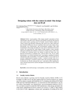 Designing robots with the context in mind -- One design does not fit all