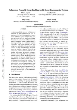Submission-Aware Reviewer Profiling for Reviewer Recommender System
