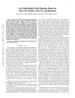 On Multi-Robot Path Planning Based on Petri Net Models and LTL
  specifications