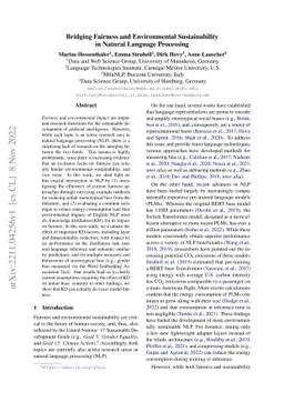 Bridging Fairness and Environmental Sustainability in Natural Language
  Processing