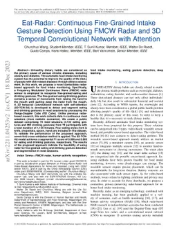 Eat-Radar: Continuous Fine-Grained Intake Gesture Detection Using FMCW
  Radar and 3D Temporal Convolutional Network with Attention