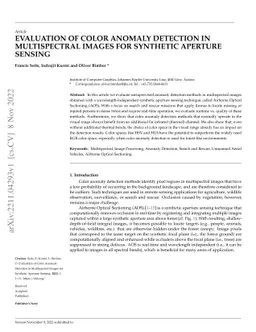 Evaluation of Color Anomaly Detection in Multispectral Images For
  Synthetic Aperture Sensing