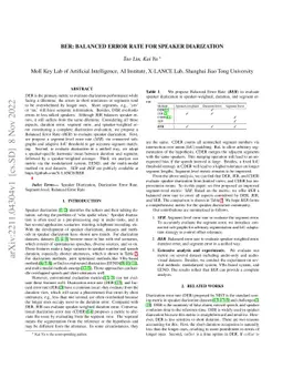 BER: Balanced Error Rate For Speaker Diarization