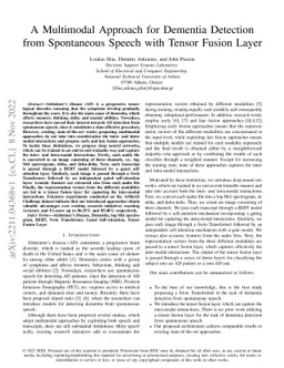 A Multimodal Approach for Dementia Detection from Spontaneous Speech
  with Tensor Fusion Layer