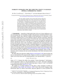 Stability estimates for the expected utility in Bayesian optimal
  experimental design