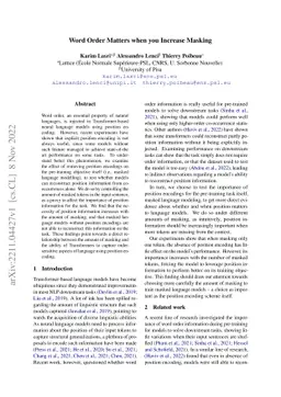 Word Order Matters when you Increase Masking