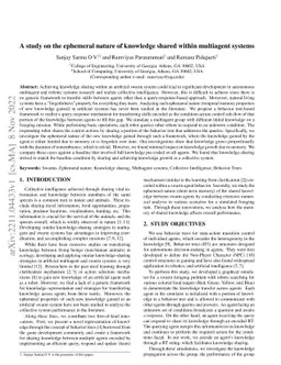 A study on the ephemeral nature of knowledge shared within multiagent
  systems