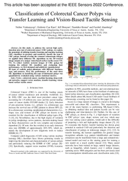 Classification of Colorectal Cancer Polyps via Transfer Learning and
  Vision-Based Tactile Sensing
