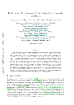 Finite Sample Identification of Wide Shallow Neural Networks with Biases