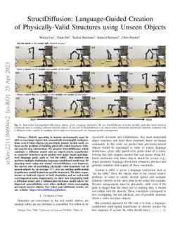 StructDiffusion: Language-Guided Creation of Physically-Valid Structures
  using Unseen Objects