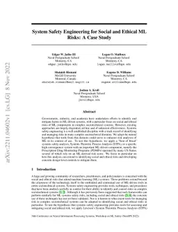 System Safety Engineering for Social and Ethical ML Risks: A Case Study