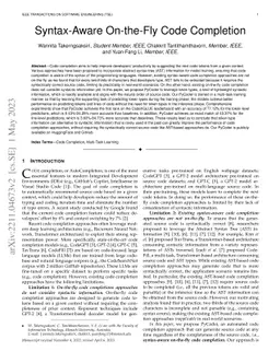 Syntax-Aware On-the-Fly Code Completion