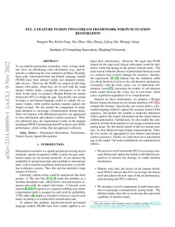 FF2: A Feature Fusion Two-Stream Framework for Punctuation Restoration