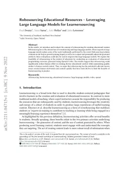 Robosourcing Educational Resources -- Leveraging Large Language Models
  for Learnersourcing